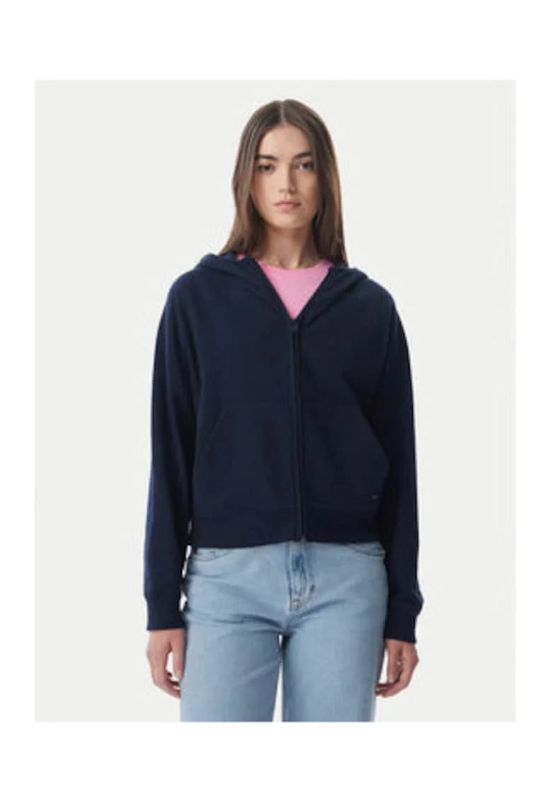 Bluza crop cu fermoar si model uni