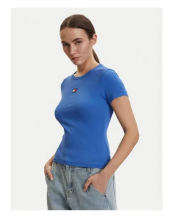 Tricou slim fit din amestec de bumbac cu decolteu rotund