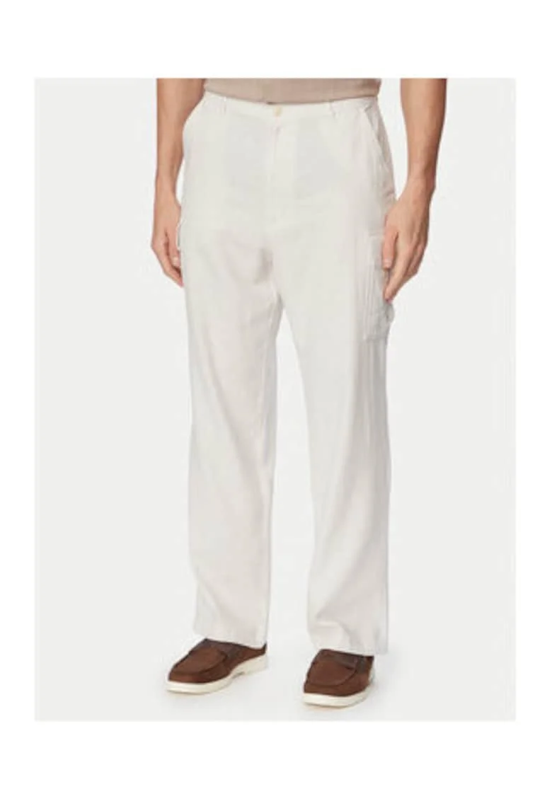 Pantaloni cargo din amestec de in