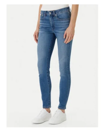 Blugi skinny cu talie medie si model uni