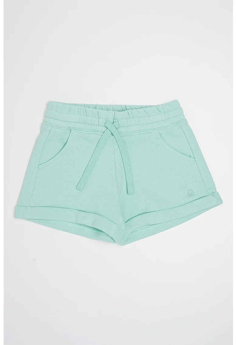Pantaloni scurti cu snur de ajustare in talie, Verde persan