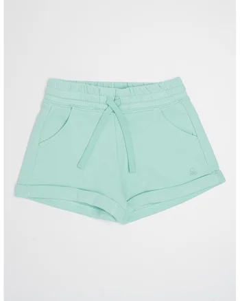 Pantaloni scurti cu snur de ajustare in talie, Verde persan