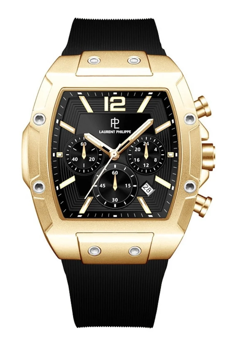 Ceas pentru barbati,  Chrono Si Precis Aurum Noir cu finisaje aurii, 43.5mm