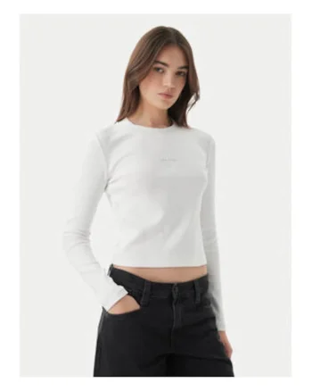 Bluza slim fit cu decolteu la baza gatului