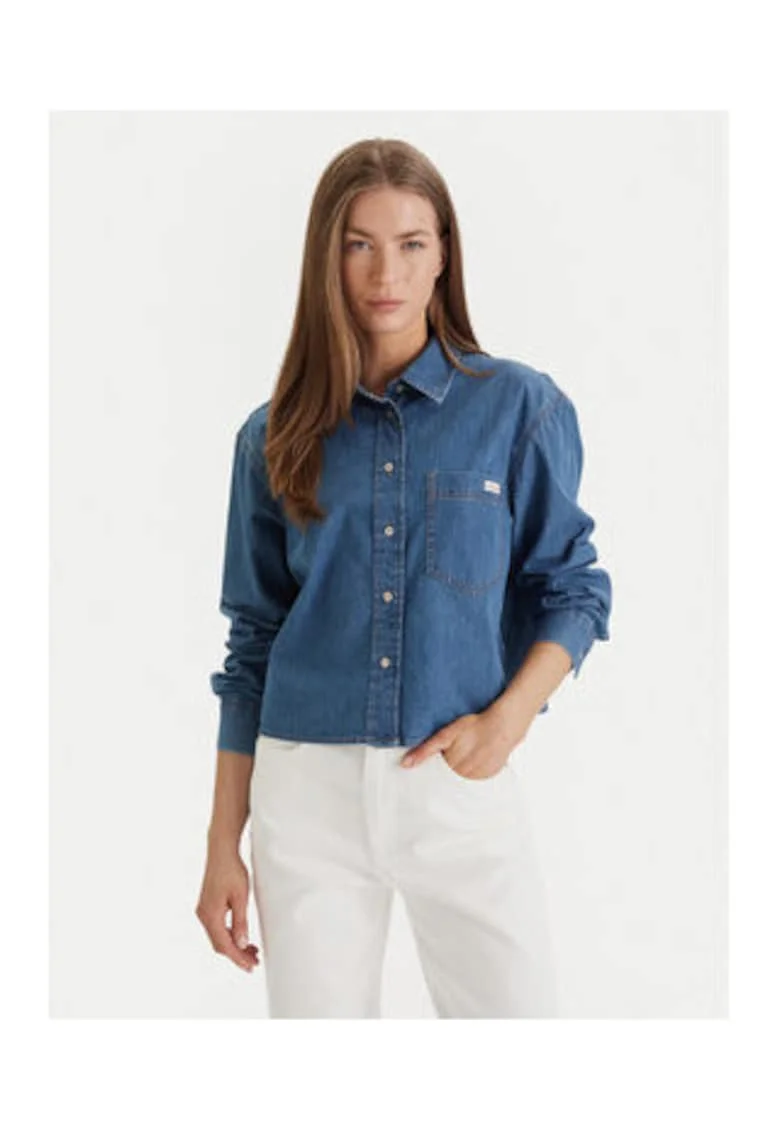 Camasa regular fit din denim cu guler clasic