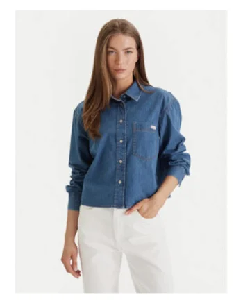 Camasa regular fit din denim cu guler clasic