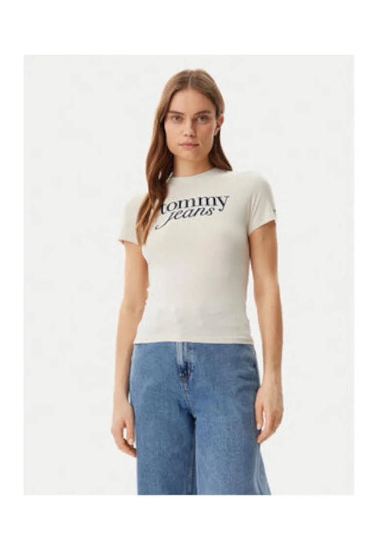 Tricou cu decolteu la baza gatului si imprimeu logo