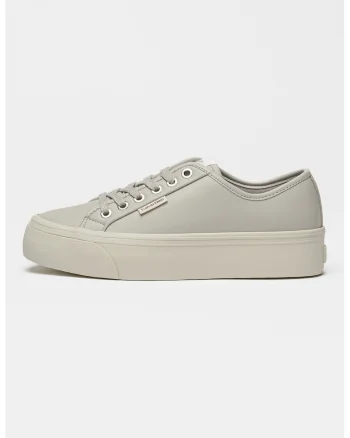 Pantofi sport flatform de piele, Bej deschis