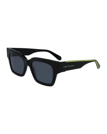 Ochelari de soare dreptunghiulari unisex cu logo, Negru/Verde lime