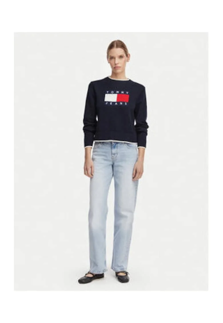 Pulover regular fit cu logo,