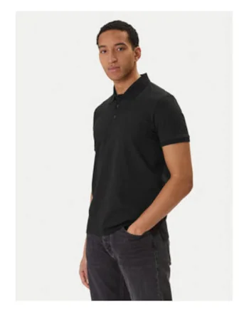 Tricou polo regular fit din bumbac cu model uni