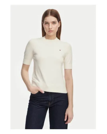 Pulover cu maneca scurta uni din amestec de bumbac organic