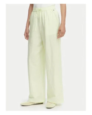 Pantaloni din amestec de in si bumbac cu snur