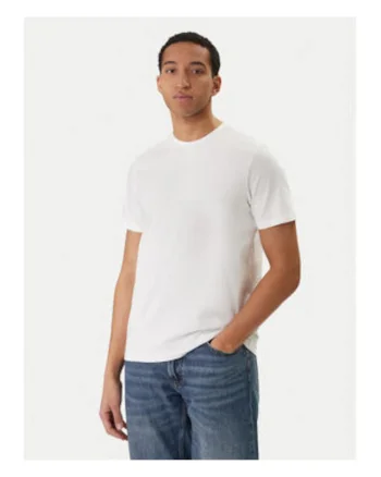 Tricou regular fit cu model uni si decolteu la baza gatului,