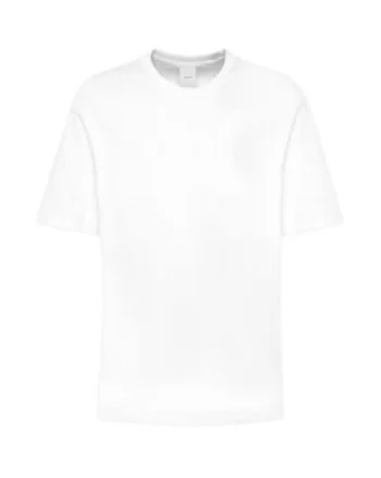 Tricou din bumbac cu croiala regula fit si decolteu la baza gatului