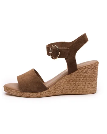 Sandale cu talpa wedge Adriana, Maro pamantiu