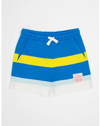 Pantaloni scurti cu snur si logo, Alb/Albastru royal