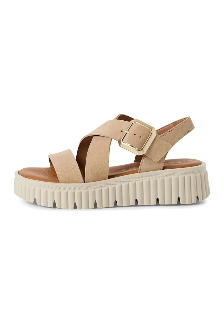 Sandale de piele cu barete incrucisate, Bej