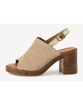 Sandale cu toc gros  1-28304-44, bej, Bej
