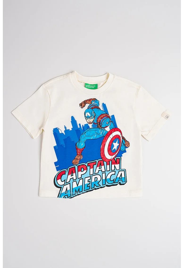 Tricou cu imprimeu cu desene animate, Rosu/Alb fildes/Albastru royal