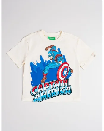 Tricou cu imprimeu cu desene animate, Rosu/Alb fildes/Albastru royal
