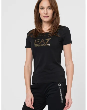 Tricou slim-fit din amestec de modal si bumbac, Auriu/Negru