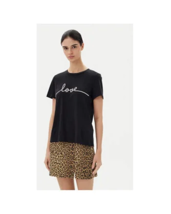 Tricou dama  10332587, Bumbac organic, Negru, Negru