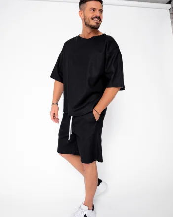 Set Lino 100% In Tricou si pantalon scurt Black Premium Edition New