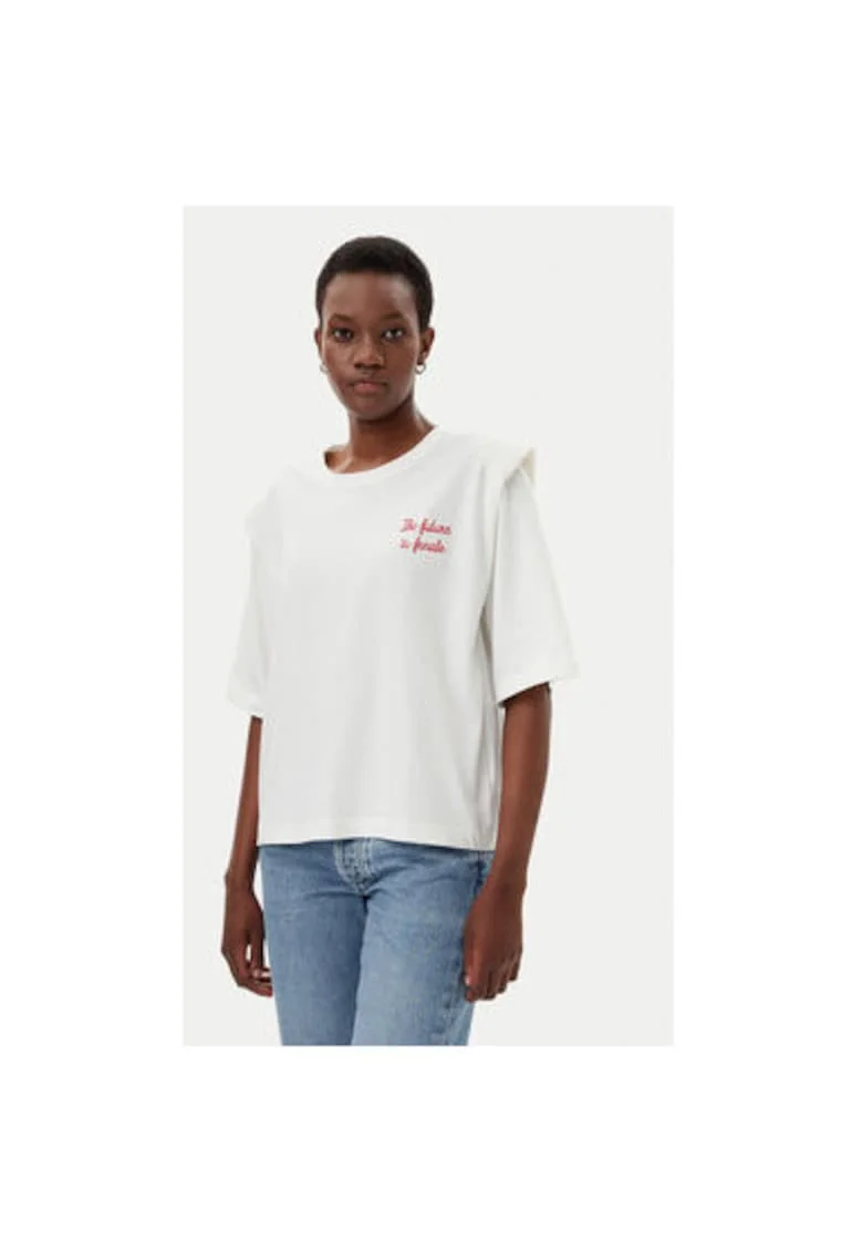 Tricou dama  RD0013, Bumbac, Alb, Alb