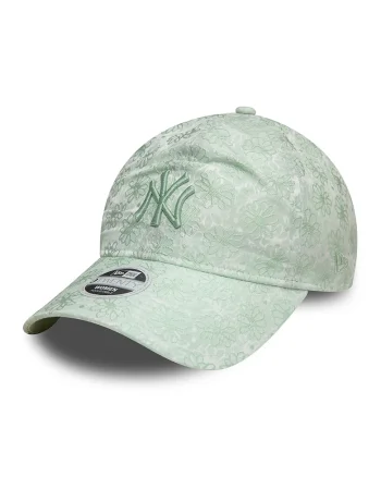 Sapca cu model floral si logo brodat, Verde pal/Alb murdar