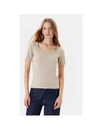 Tricou dama  3FJHD401P, Bumbac, Bej, Bej