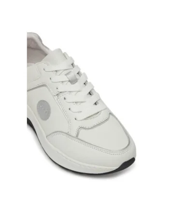 Pantofi sport dama, 96512,  Piele naturala, 41 EU, Alb/Argintiu, Alb/Argintiu