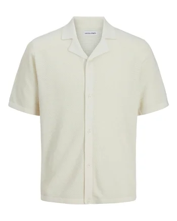 Tricou Polo barbati Jack Jones, 12268226, Bumbac/Poliester reciclat, Ecru, Ecru