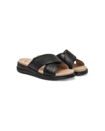 Slapi dama, 9-27207-44,  Piele naturala, Negru