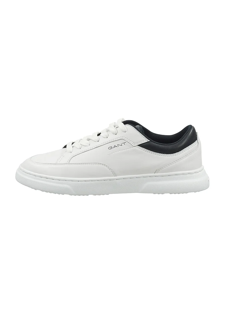 Pantofi sport de piele cu logo discret Joree, Alb/Albastru ultramarin