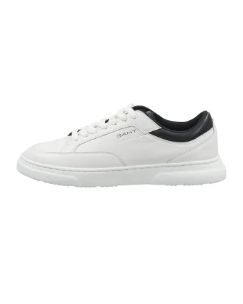Pantofi sport de piele cu logo discret Joree, Alb/Albastru ultramarin