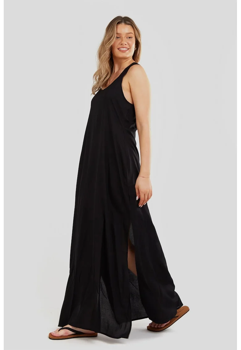 Rochie maxi cu slituri laterale Penelope, Negru