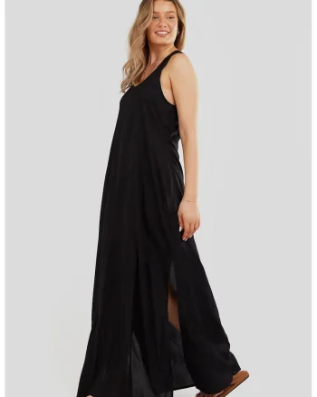 Rochie maxi cu slituri laterale Penelope, Negru