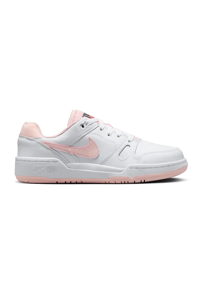 Pantofi sport low-cut din piele si piele ecologica Full Force, Alb/Roz pal