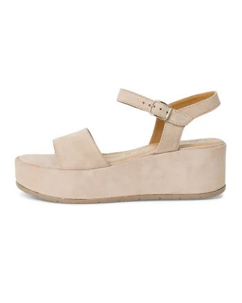 Sandale wedge din piele, Alb fildes
