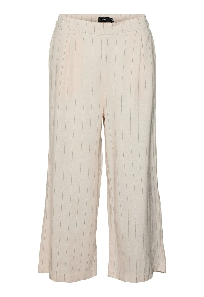 Pantaloni dama,  Dungi gri, bej, 70% viscoza, 30% in