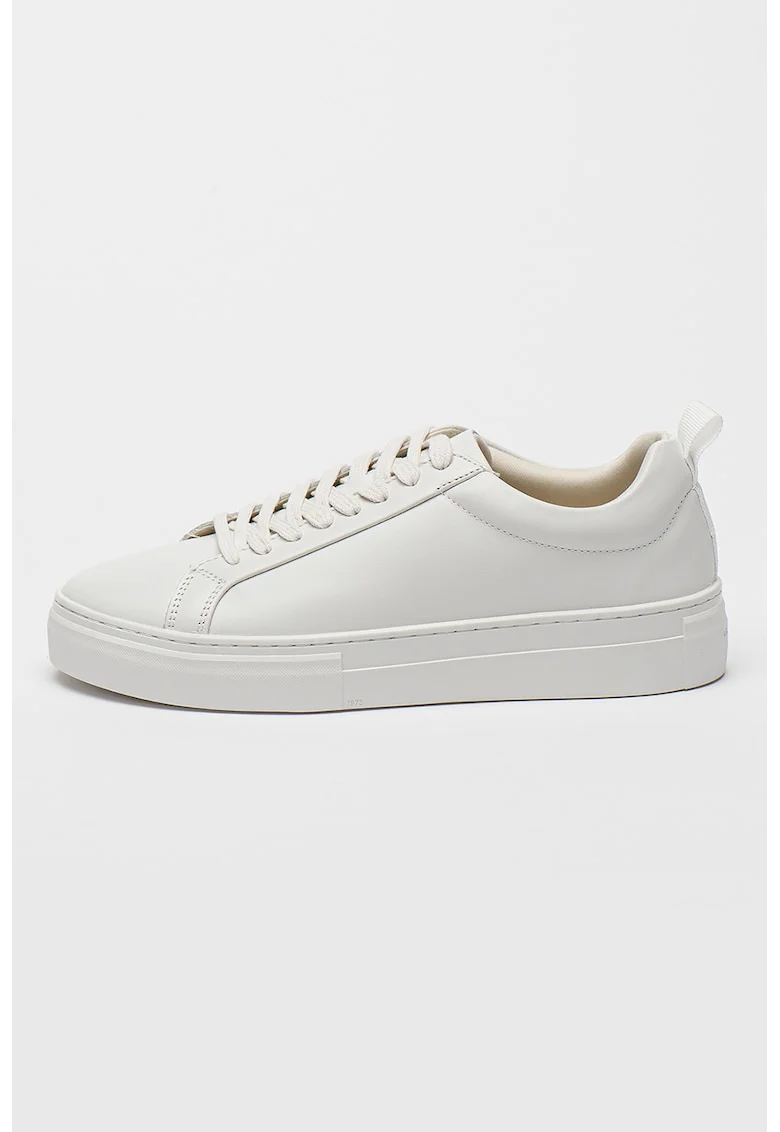 Pantofi sport din piele cu varf rotund Zoe, Alb