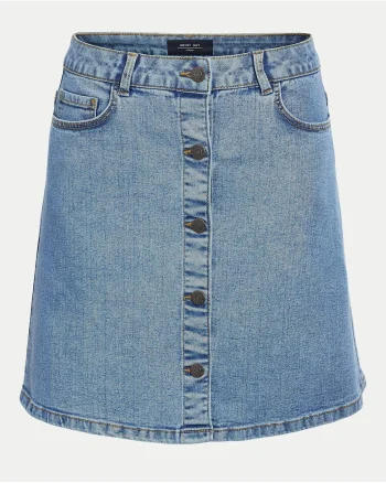 Fusta  denim albastru deschis, bumbac, poliester, viscoza