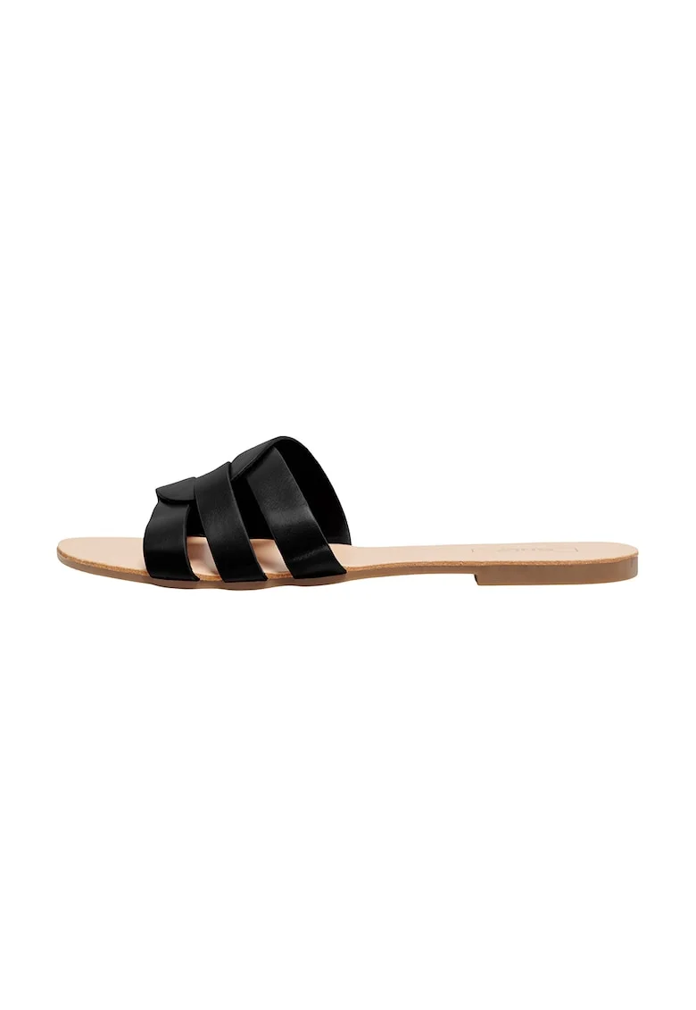 Papuci de piele ecologica, Negru