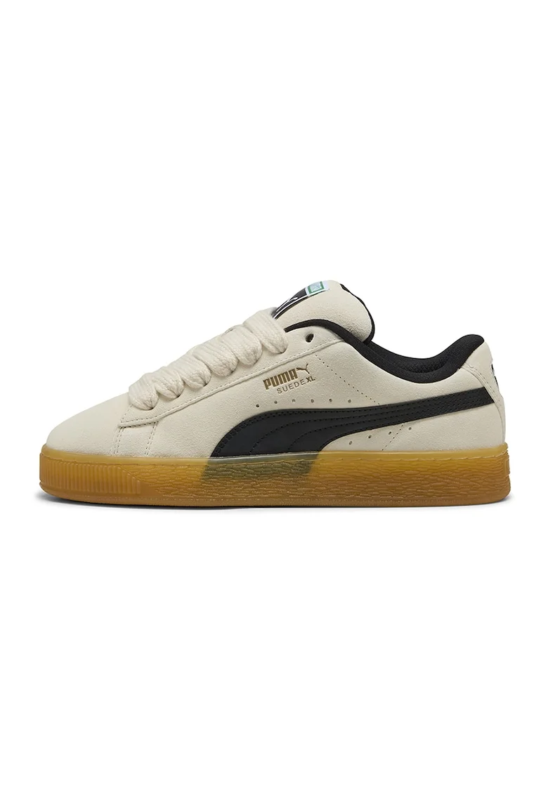 Pantofi sport low cut unisex din piele intoarsa XL, Negru/Bej deschis