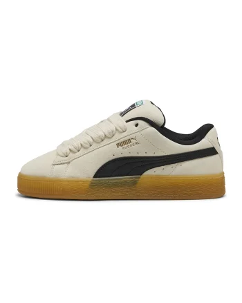 Pantofi sport low cut unisex din piele intoarsa XL, Negru/Bej deschis