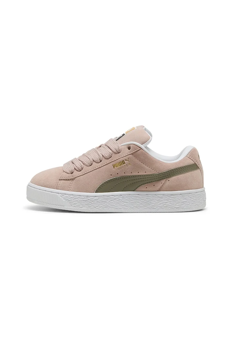 Pantofi sport XL Jasmine din piele intoarsa cu sireturi de rezerva, Kaki/Roz