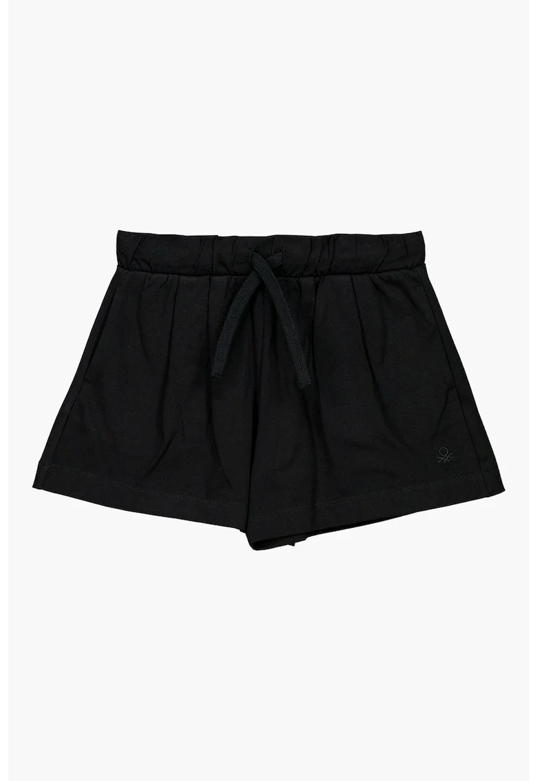 Pantaloni scurti de bumbac cu snur, Negru