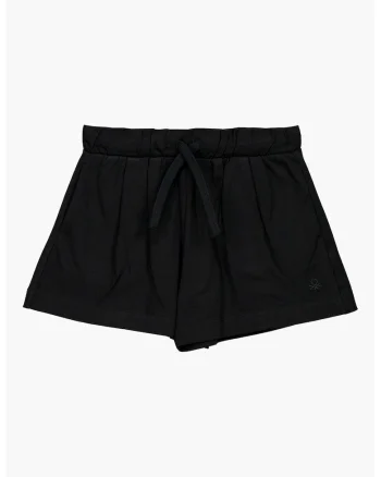 Pantaloni scurti de bumbac cu snur, Negru