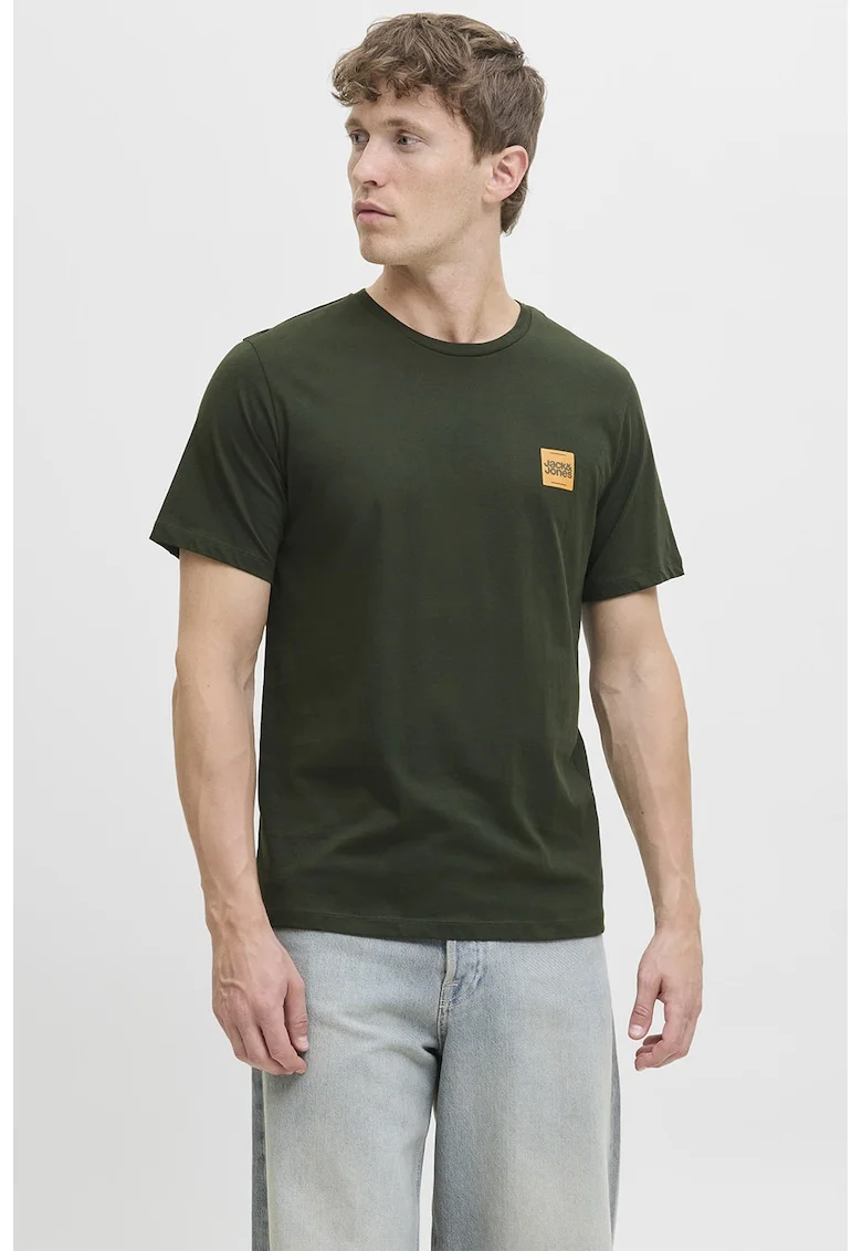 Tricou regular-fit cu decolteu la baza gatului, Verde inchis